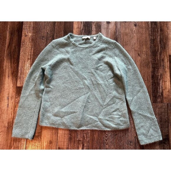 Vince Green Brushed Mohair Alpaca Blend Lightweight Crew Neck Sweater Medium - Picture 1 of 6